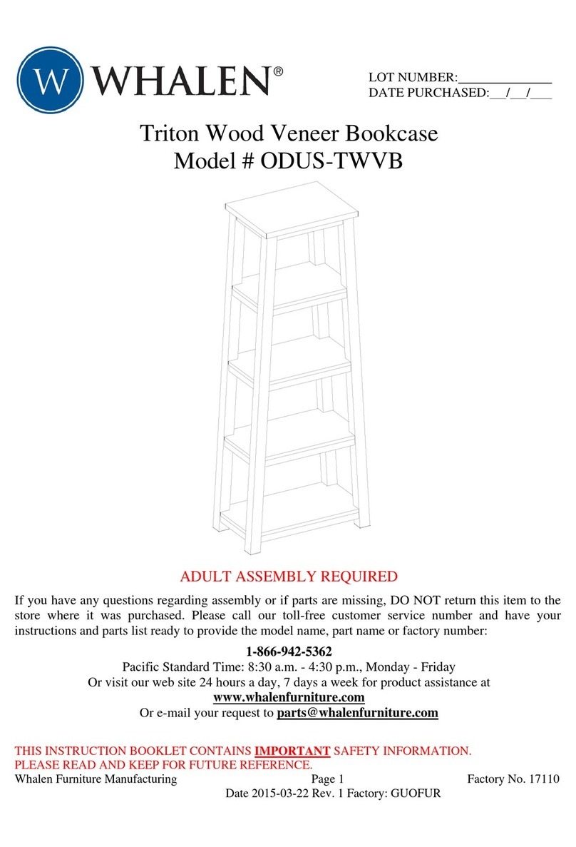 Whalen Triton Wood Veneer Bookcase User manual Whalen Triton Wood Veneer Bookcase User manual