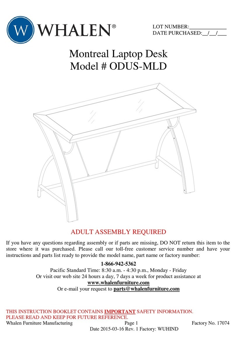 Whalen Montreal Laptop Desk User manual Whalen Montreal Laptop Desk User manual