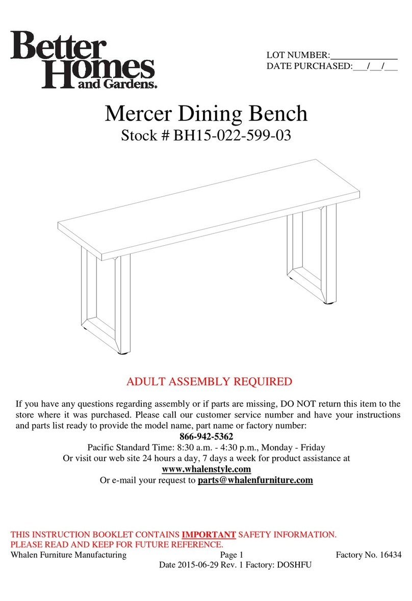 Better Homes and Gardens Mercer Dining Bench instruction manual Better Homes and Gardens Mercer Dining Bench instruction manual