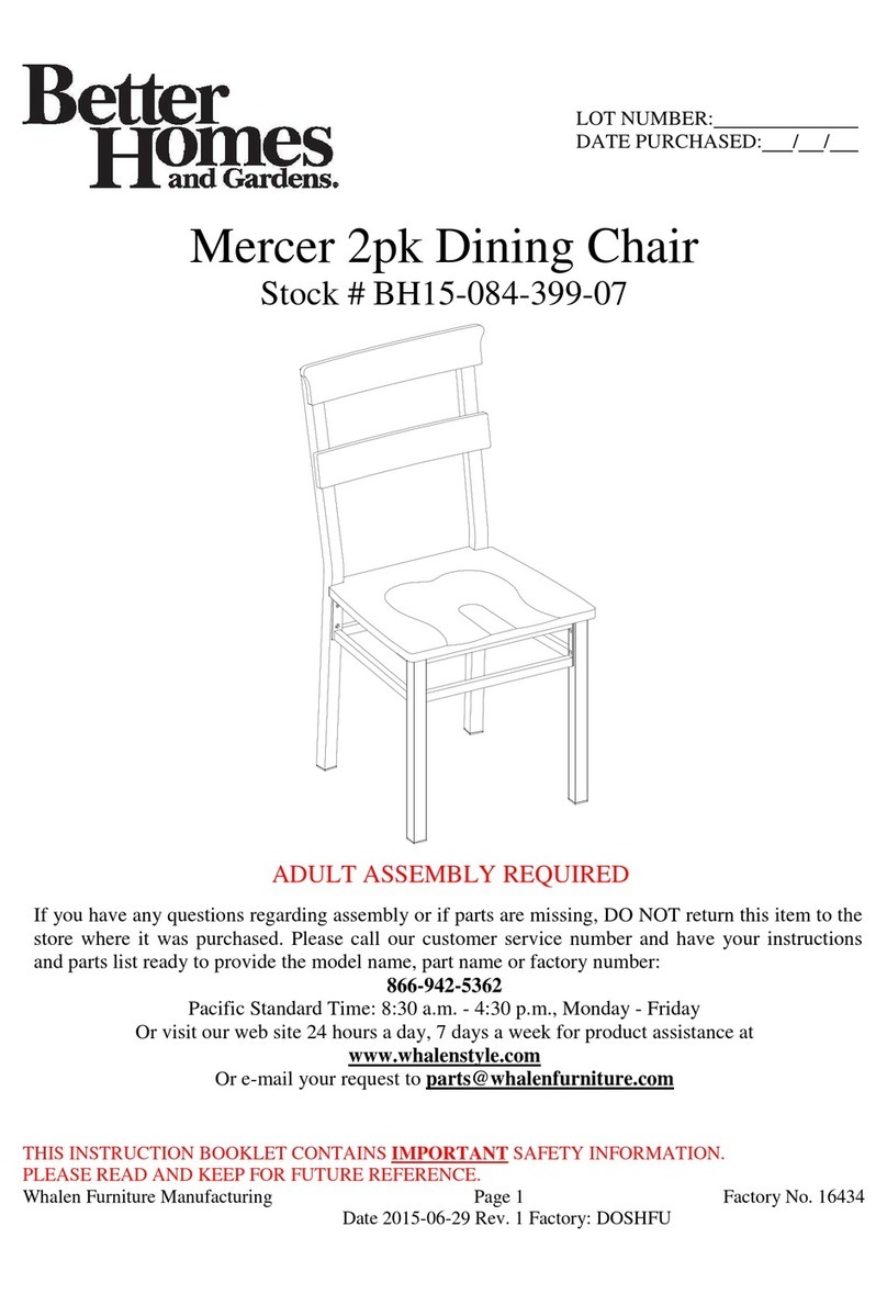 Better Homes and Gardens Mercer 2pk Dining Chair instruction manual
