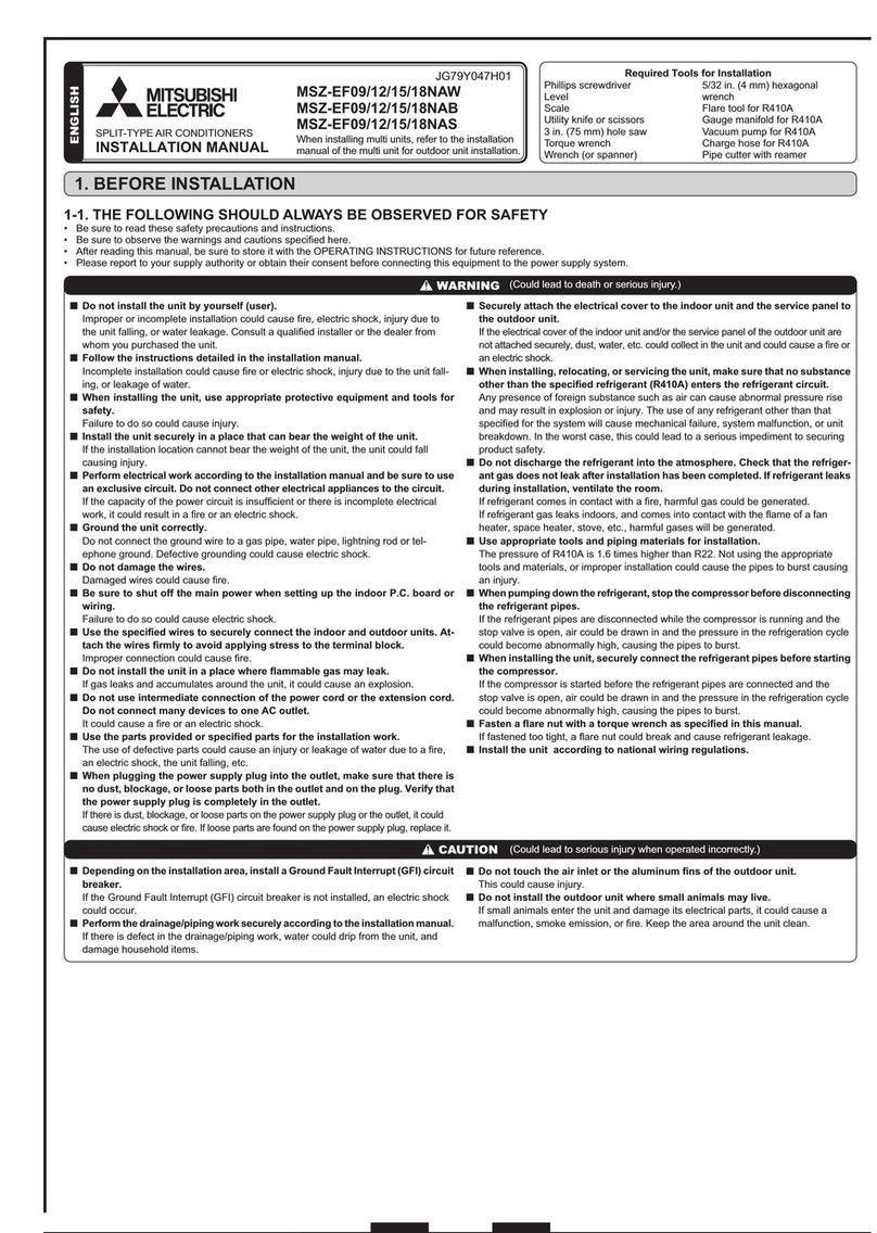 Mitsubishi Electric MSZ-EF09NAW User manual