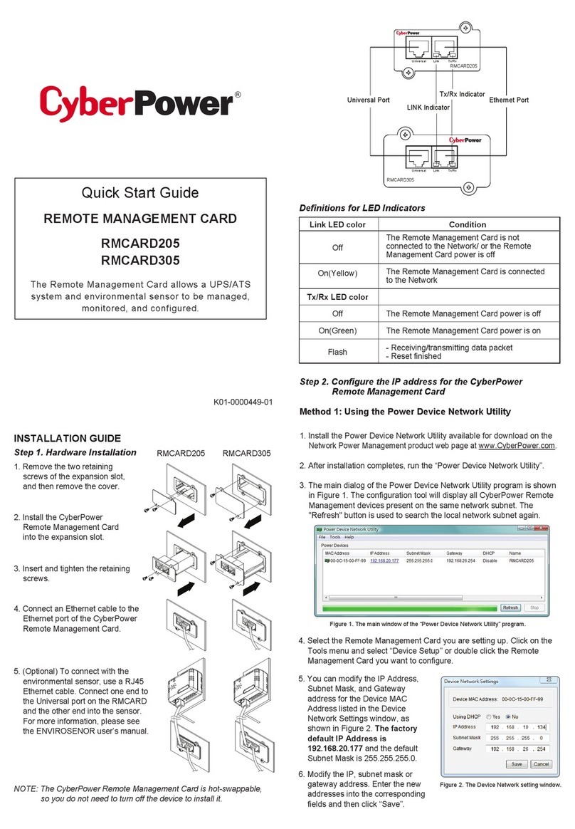 CyberPower RMCARD205 Operating and maintenance instructions