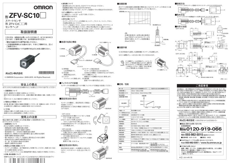 Omron ZFV-SC10 Series instruction sheet