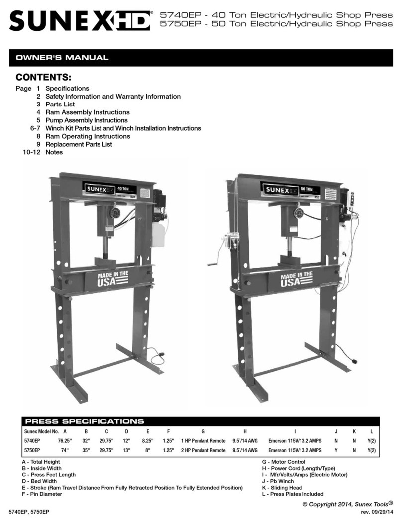 Sunex Tools 5740EP owner's manual