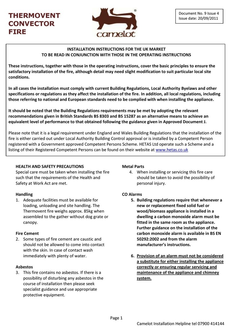 Camelot Real Fires THERMOVENT CONVECTOR FIRE installation instructions