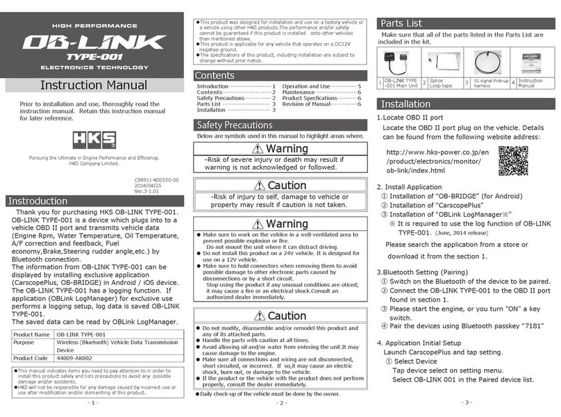 HKS OB-Link Type 001 User manual