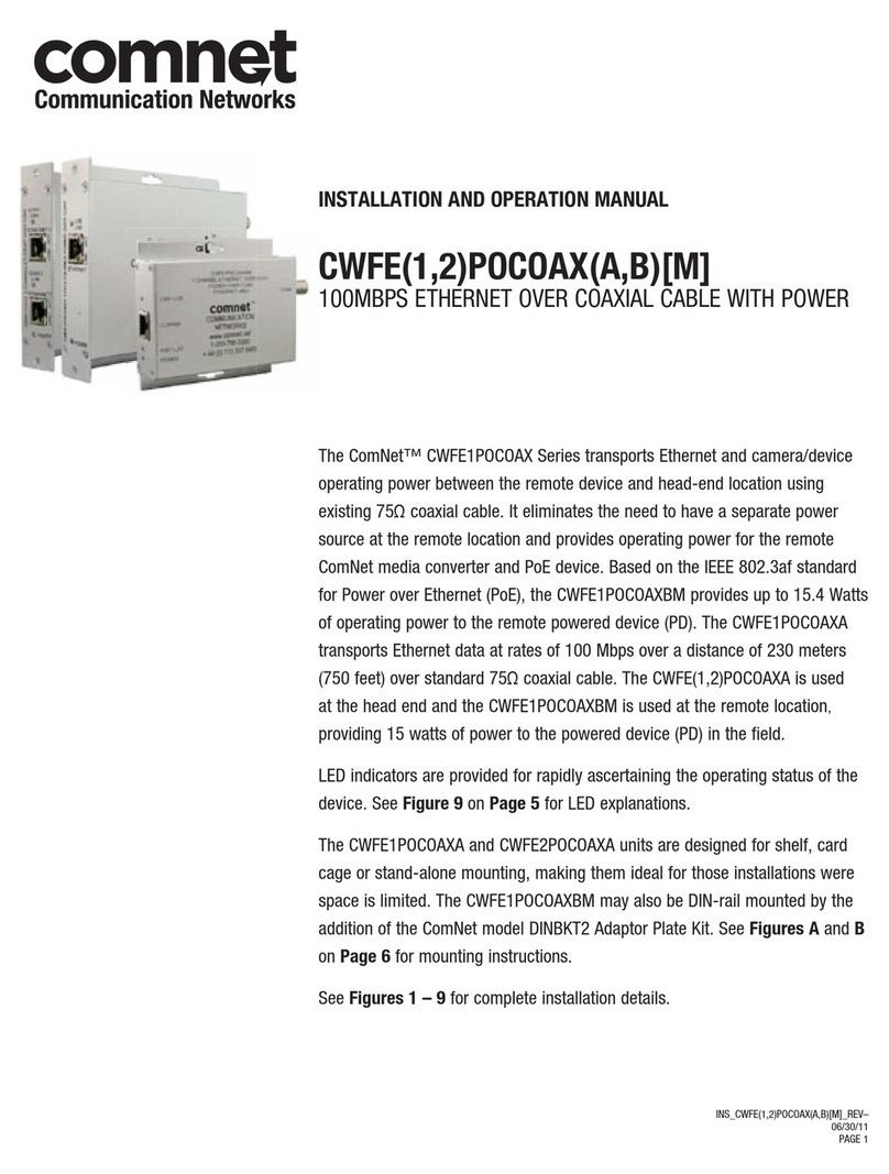 Comet CWFE1POCOAX Series Installation and Operation User Manual