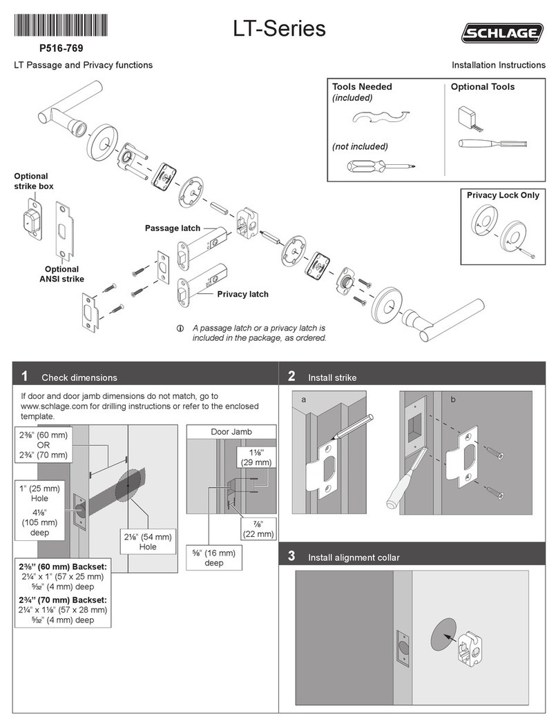 Schlage LT Series Installation instructions manual