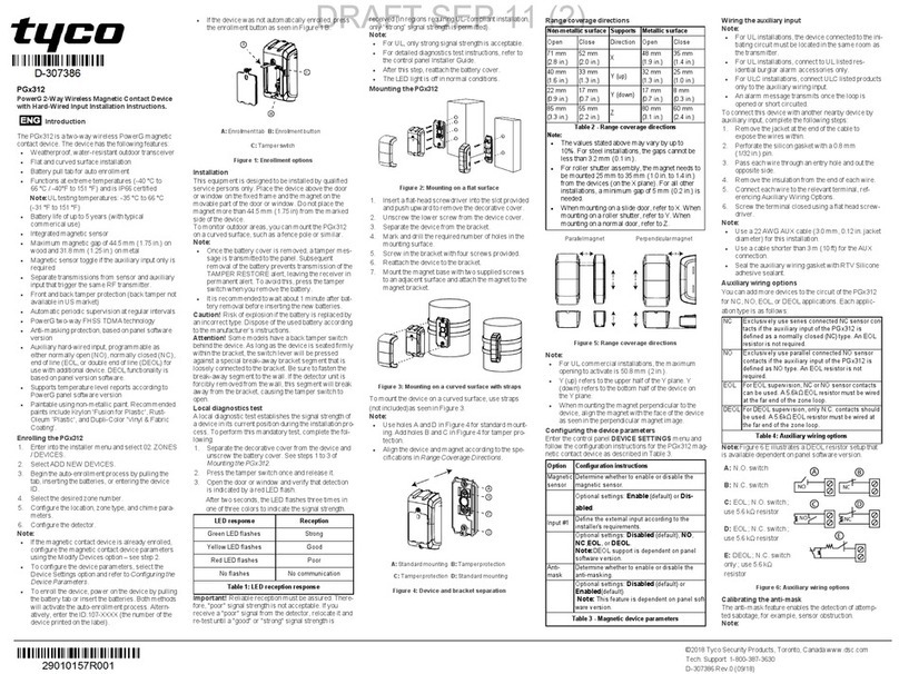Tyco PGx312 series installation instructions