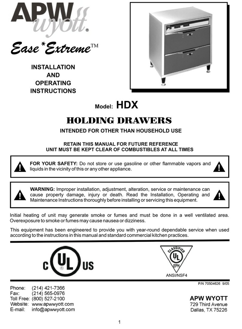 APW Wyott Ease Extreme HDX-1-120 Installation and operating instructions