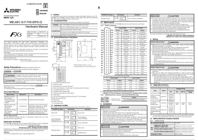 Mitsubishi Electric MELSEC iQ-F FX5-20PG Series User manual Mitsubishi Electric MELSEC iQ-F FX5-20PG Series User manual