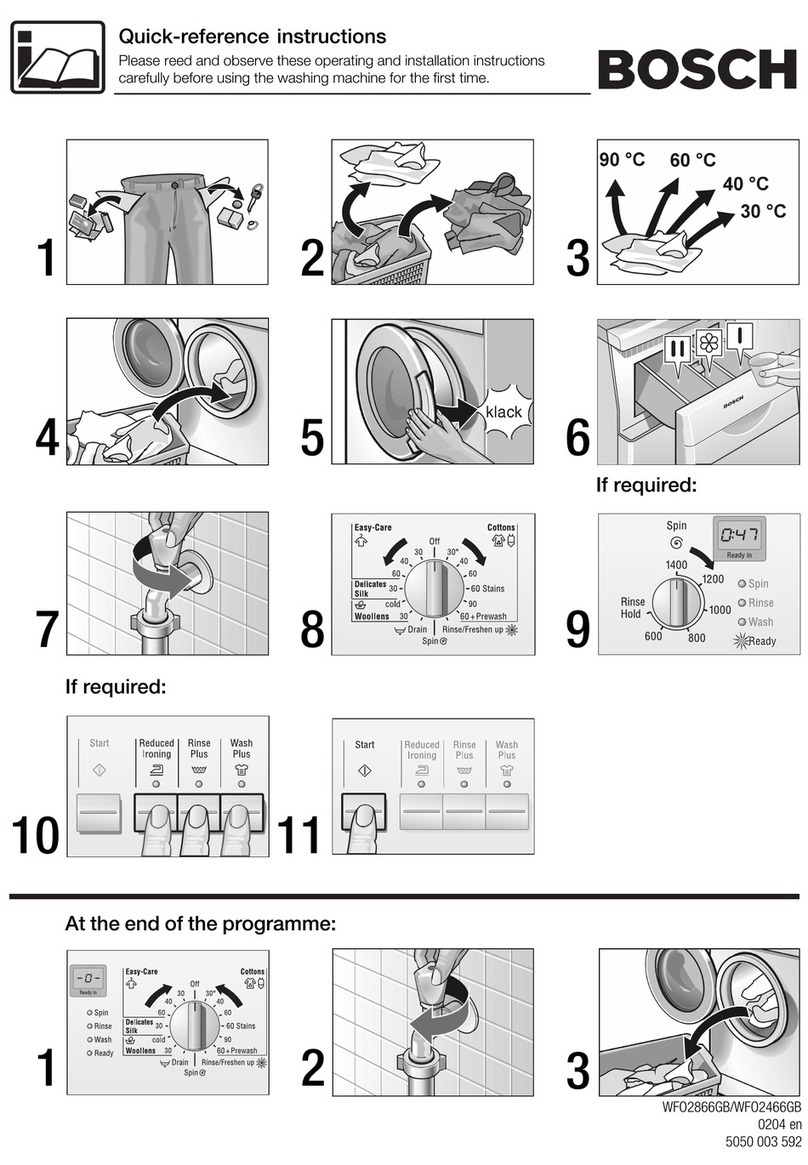 Bosch WFO2866GB Quick reference instructions