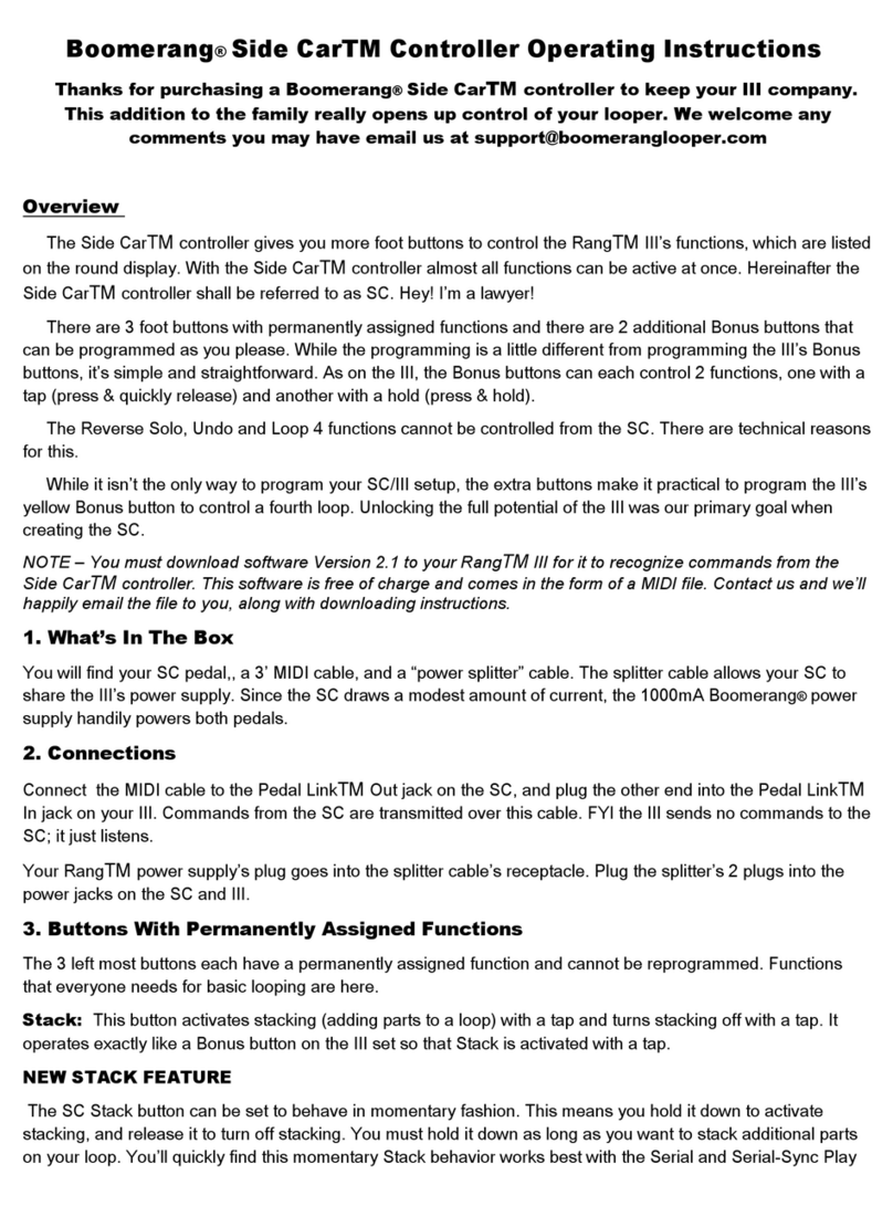 Boomerang Side Car operating instructions