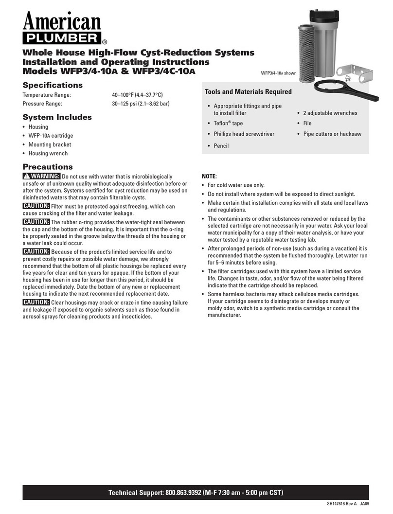 American Plumber WFP3/4-10A Installation and operating manual