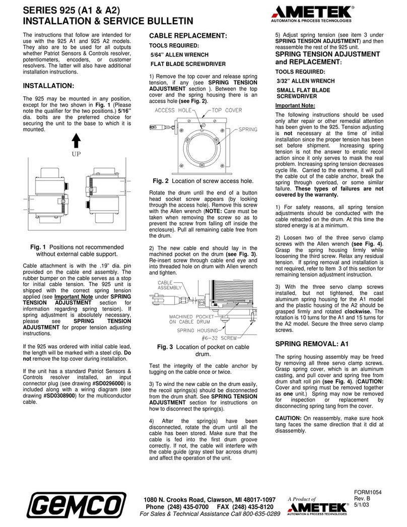 Ametek 925 Series Installation & service guide