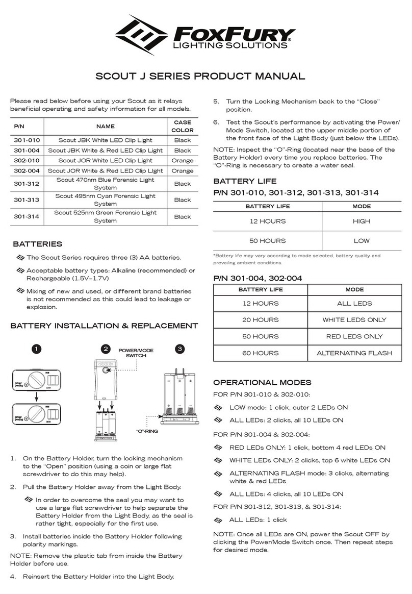 Foxfury Lighting Solutions SCOUT J SERIES User manual