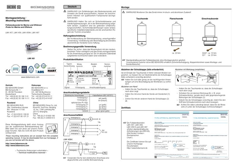 BD Sensors LMK 457 Mounting instructions