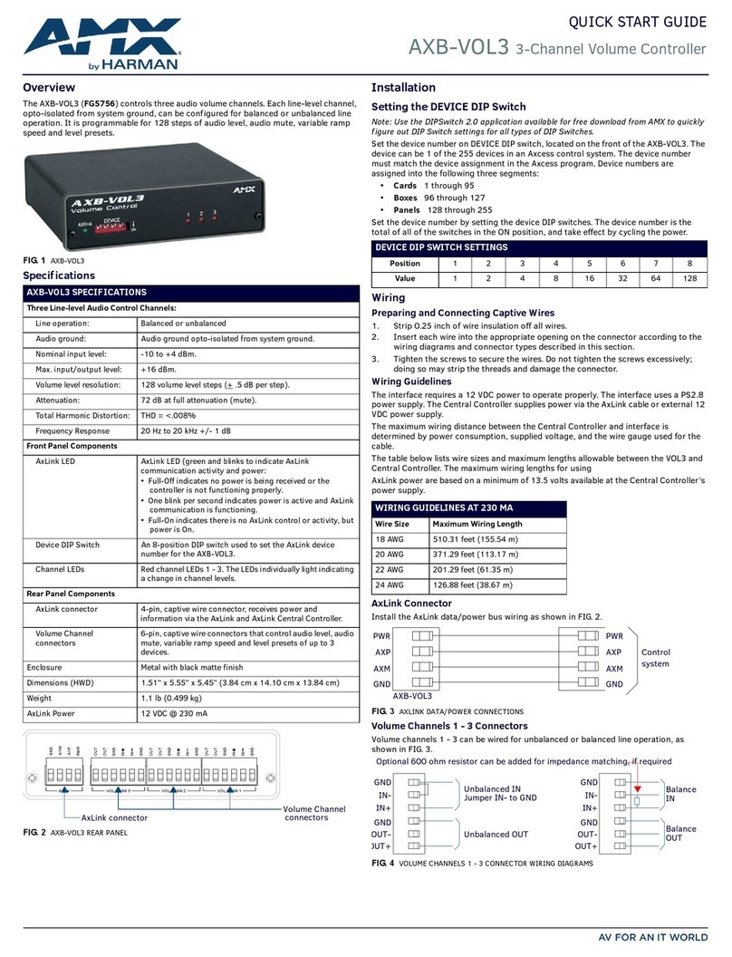 AMX AXB-VOL3 Qucik Start Guide
