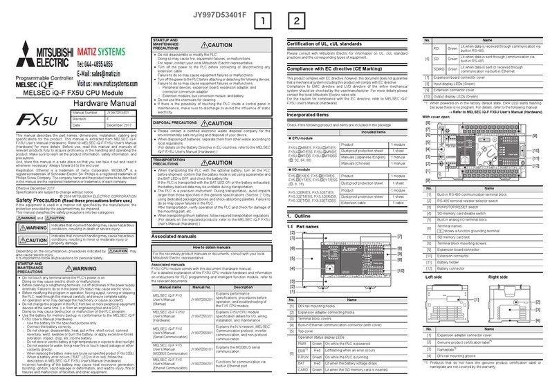 Mitsubishi Electric MELSEC iQ-F FX5U CPU user manual