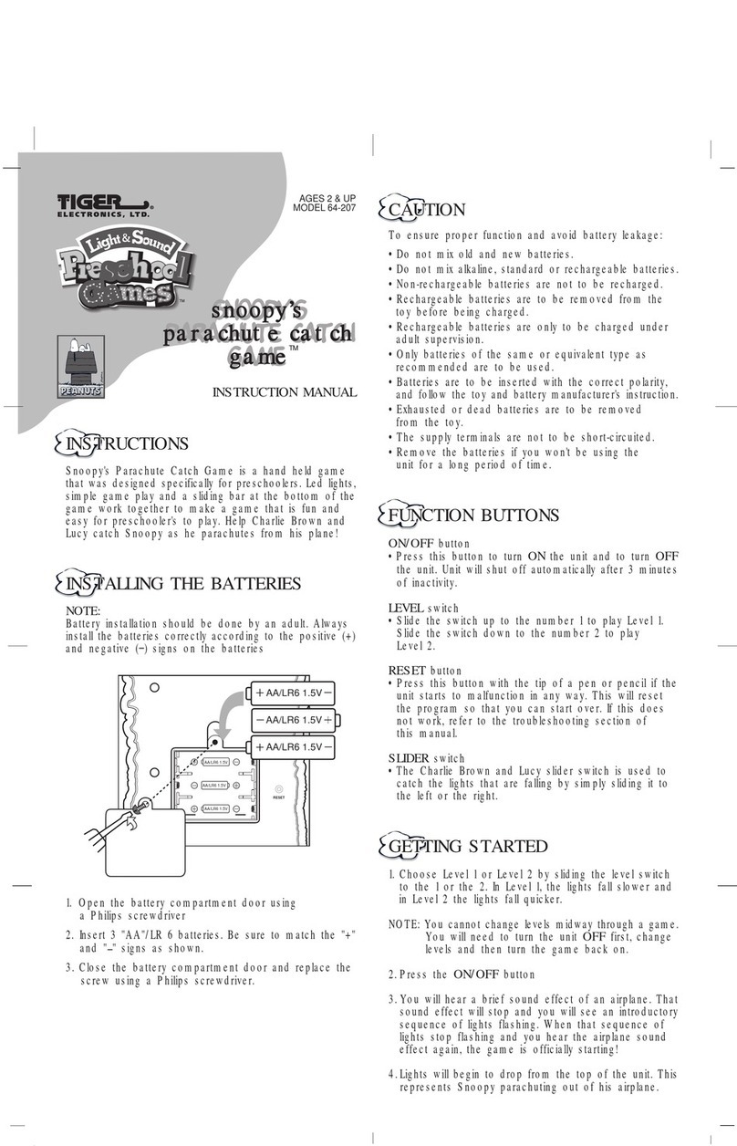 Tiger Electronics snoopy’s parachute catch game User manual