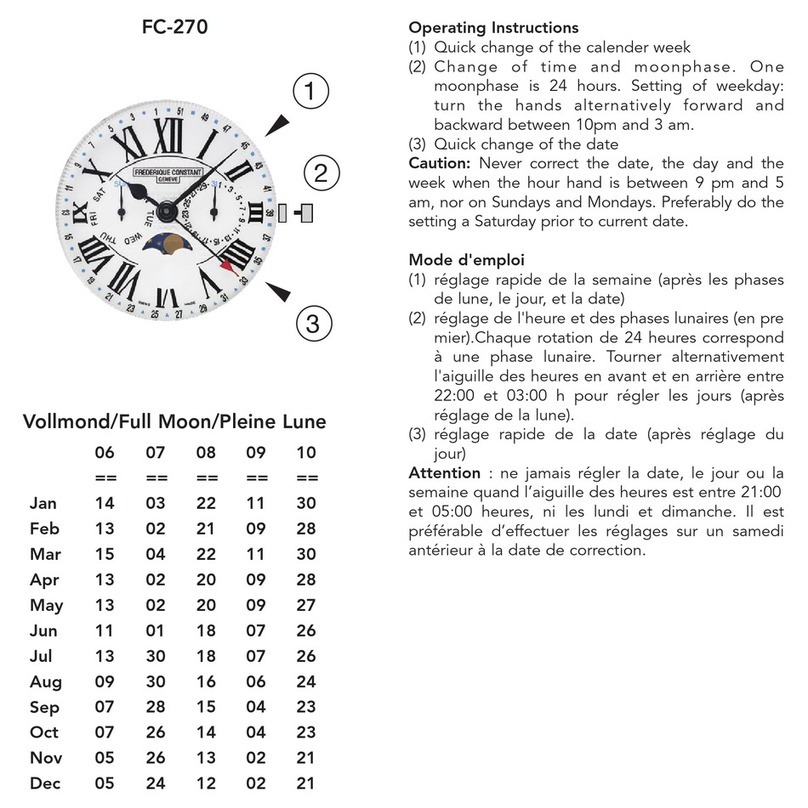 Frederique Constant FC-270 operating instructions