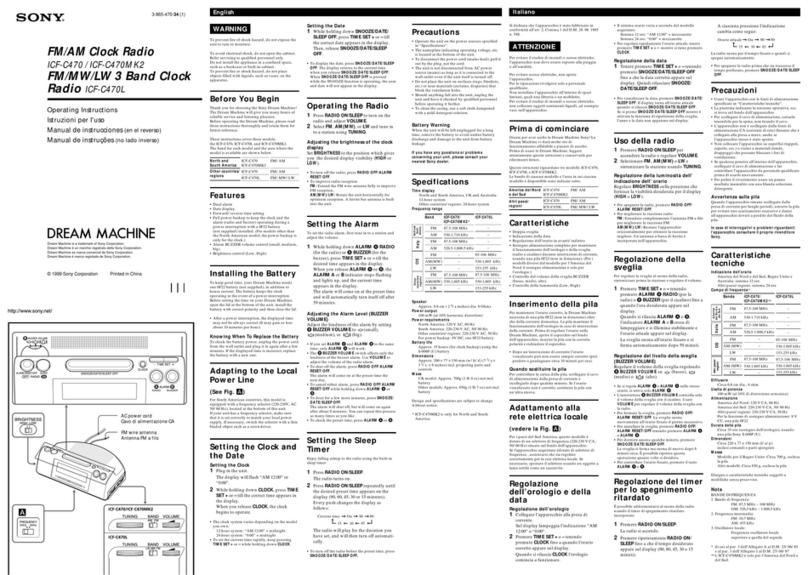 Sony ICF-C470 - Fm/am Wide User manual