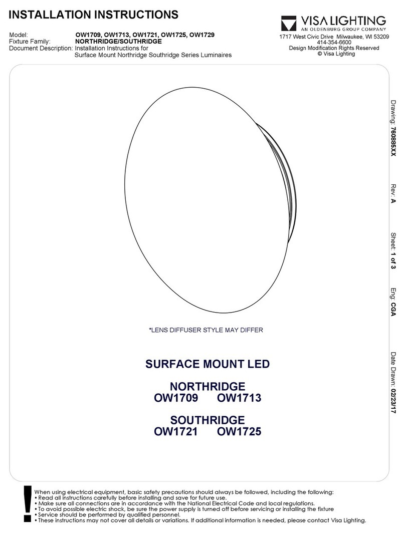Visa Lighting Northridge Series installation instructions