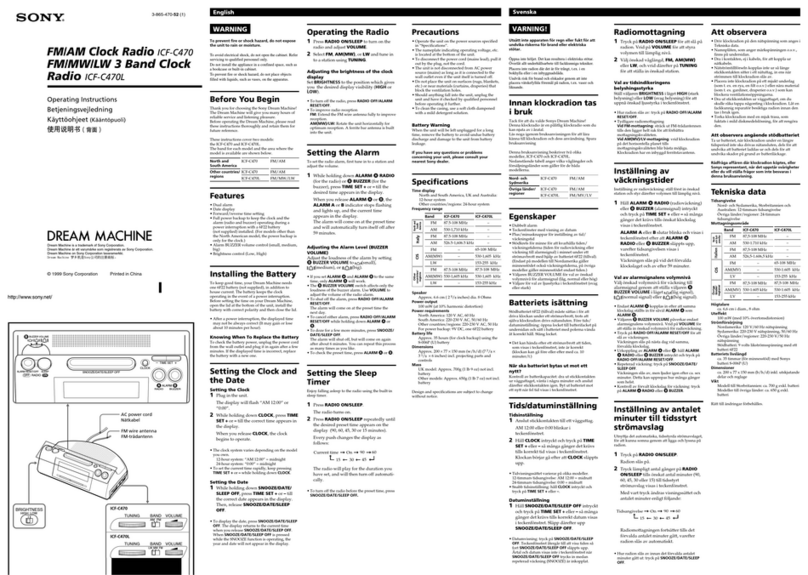 Sony ICF-C470 - Fm/am Wide operating instructions