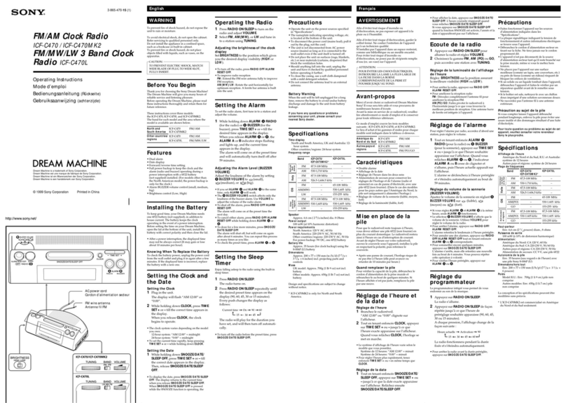 Sony ICF-C470 - Fm/am Wide operating instructions