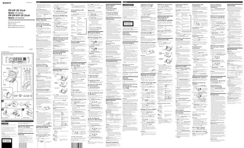 Sony Walkman ICF-CD2000 User manual Sony Walkman ICF-CD2000 User manual