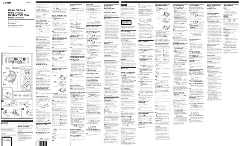 Sony Walkman ICF-CD2000 operating instructions