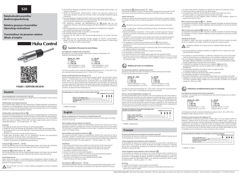 Huba Control 520 operating instructions