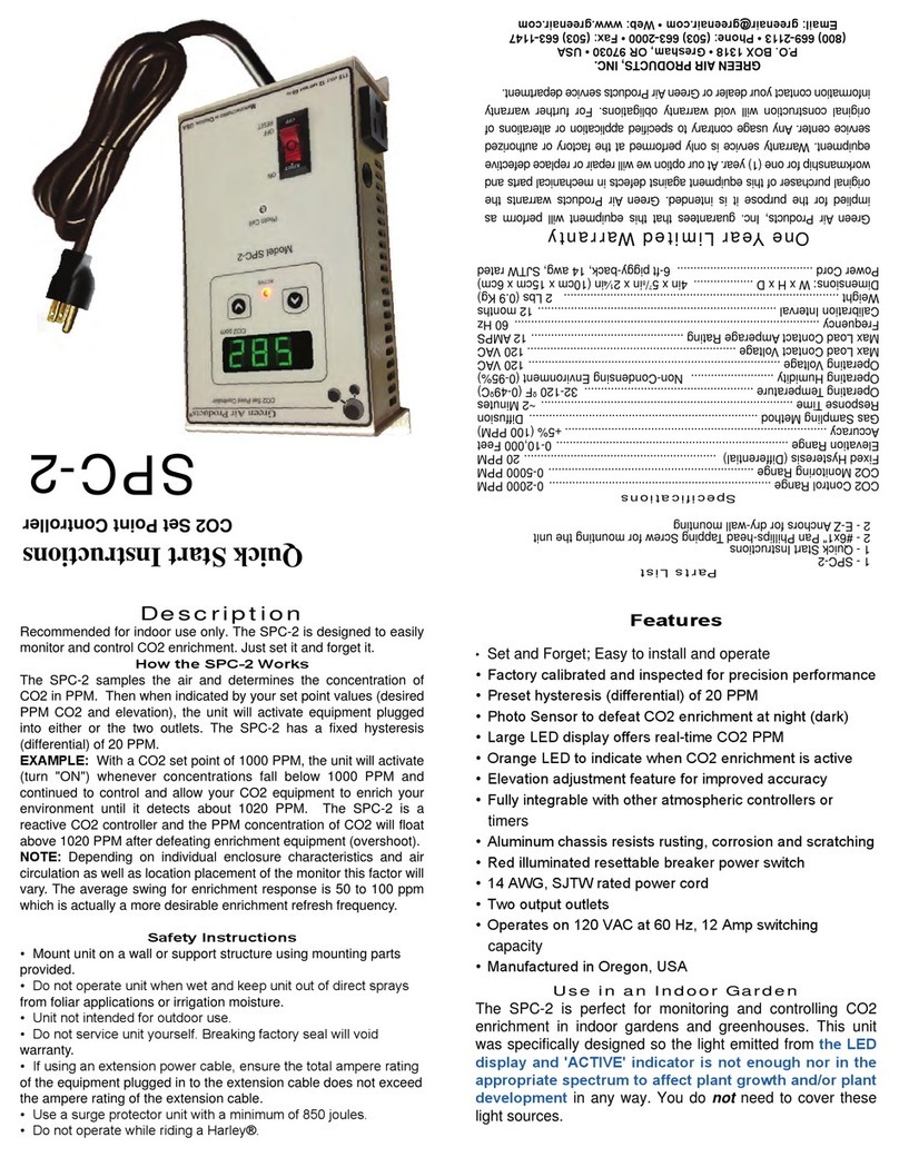 Green Air Products SPC-2 Quick start instructions