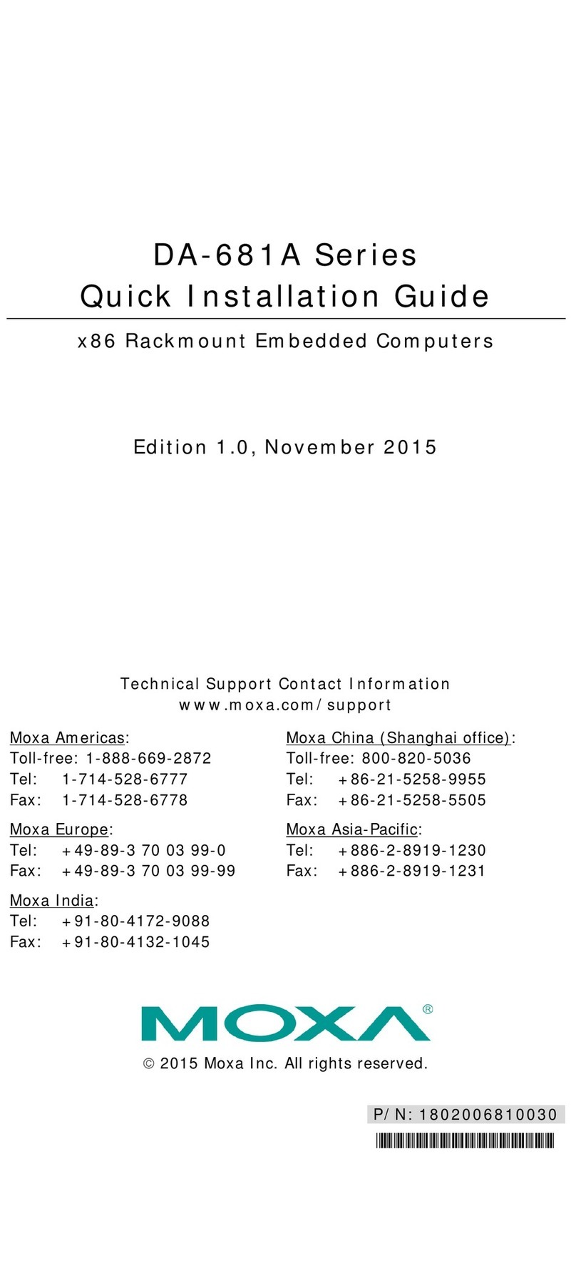 Moxa Technologies DA-681A Series User manual