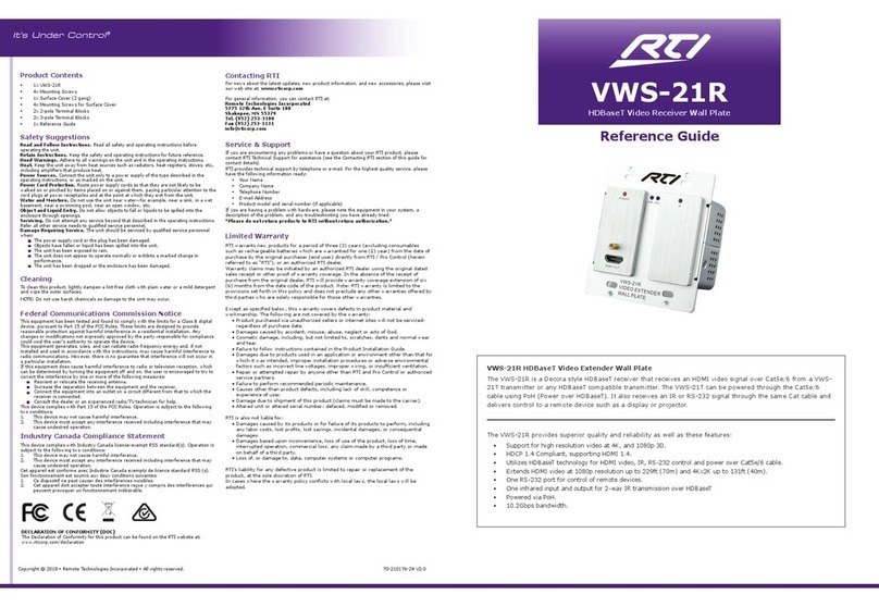 RTI VWS-21R reference guide