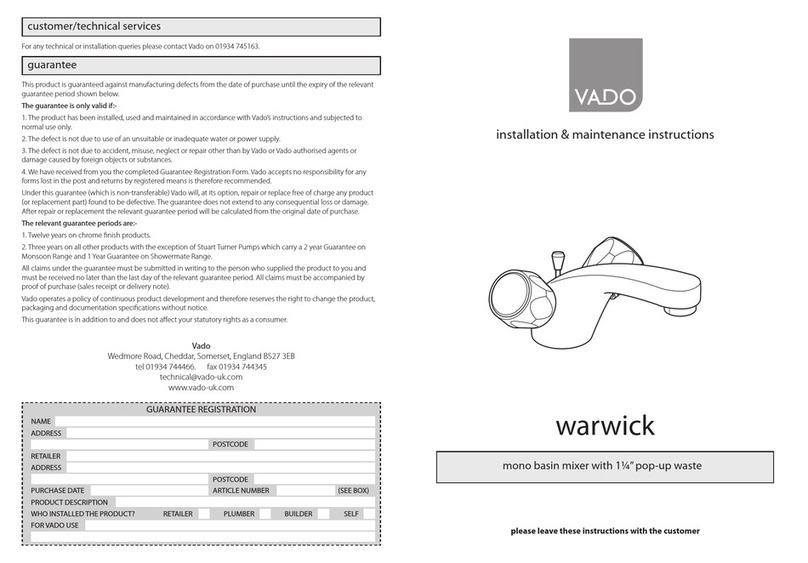 VADO warwick Installation and operating instructions