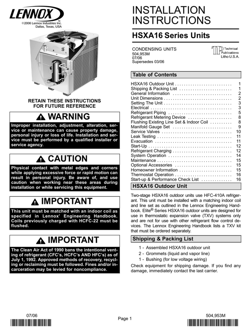 Lennox HSXA16-024 installation instructions