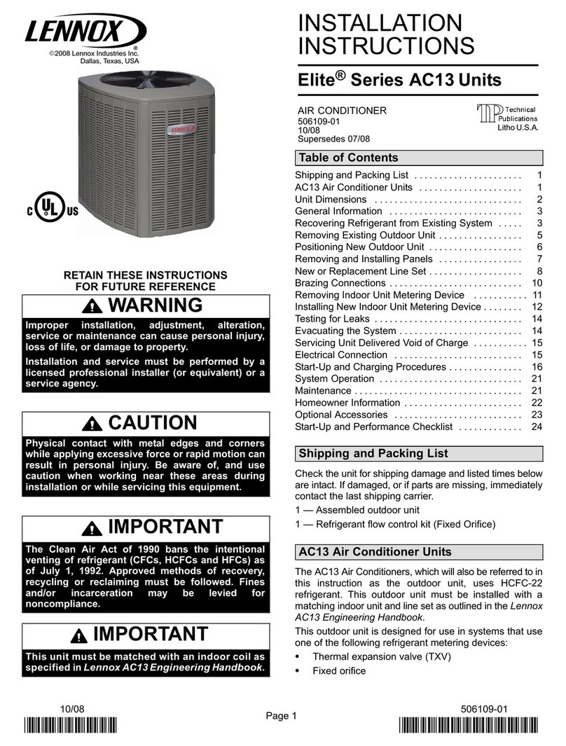 Lennox AC13 -018 User manual