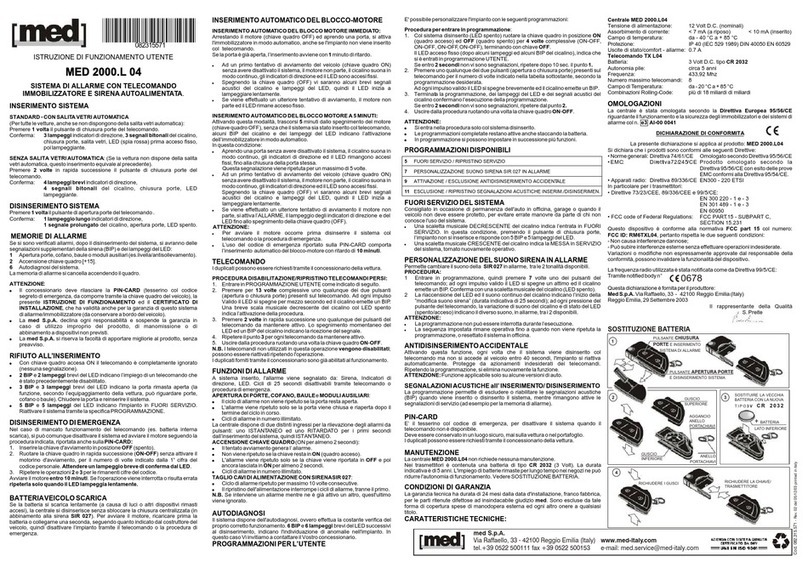 med S.p.A. MED 2000.L 04 Operation instructions