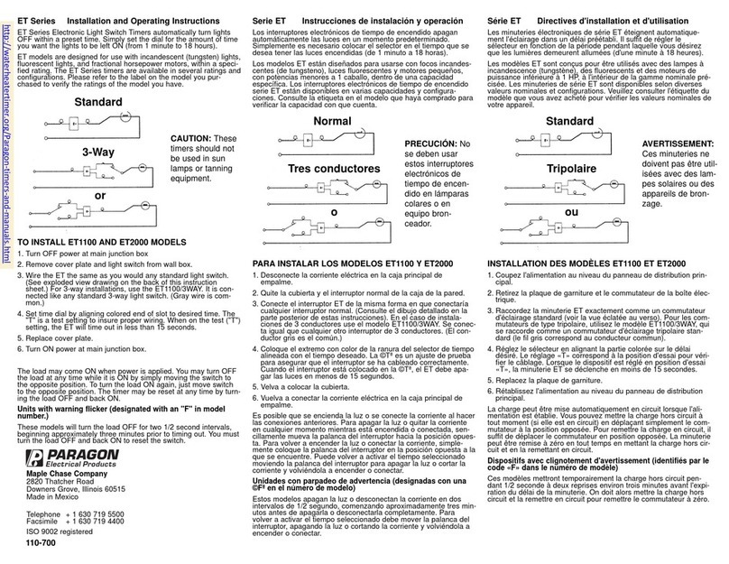 Paragon ET2000 operating instructions Paragon ET2000 operating instructions