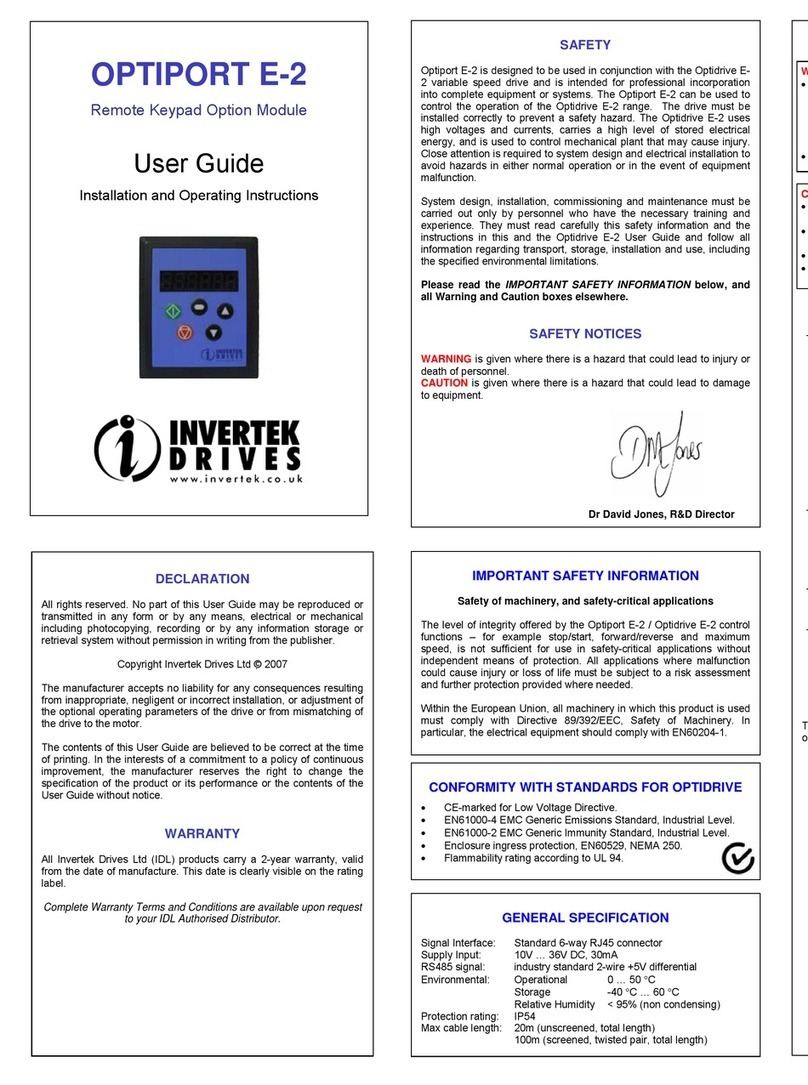 Invertek Drives OPTIPORT E-2 user guide