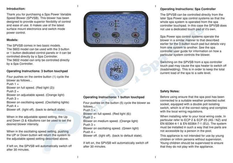 Spa-Quip 5603 Quick Card User Guide