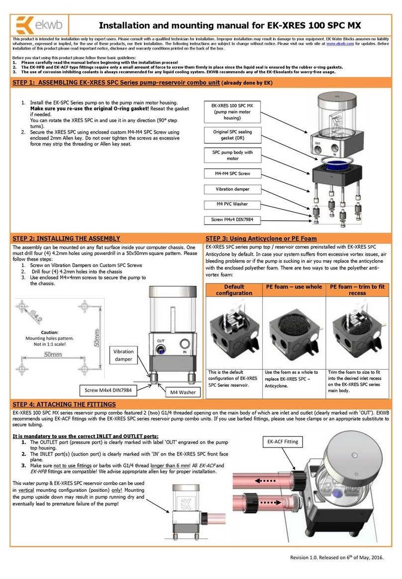 ekwb EK-XRES SPC Series INSTALLATION AND MOUNTING MANUAL