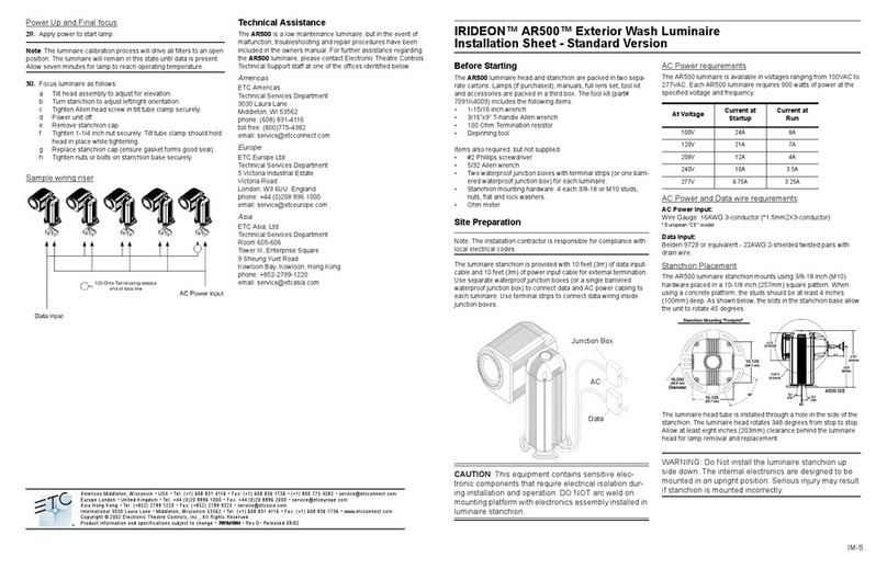 ETC IRIDEON AR500 Assembly instructions ETC IRIDEON AR500 Assembly instructions