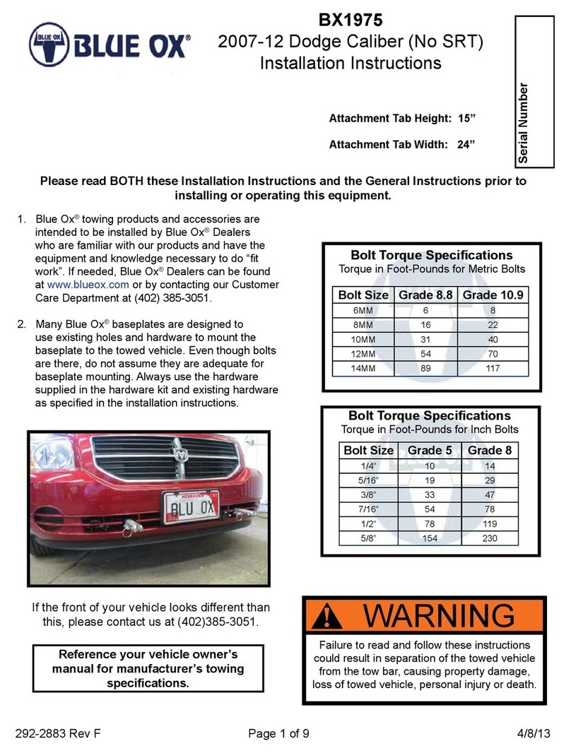 Blue Ox BX1975 Service manual