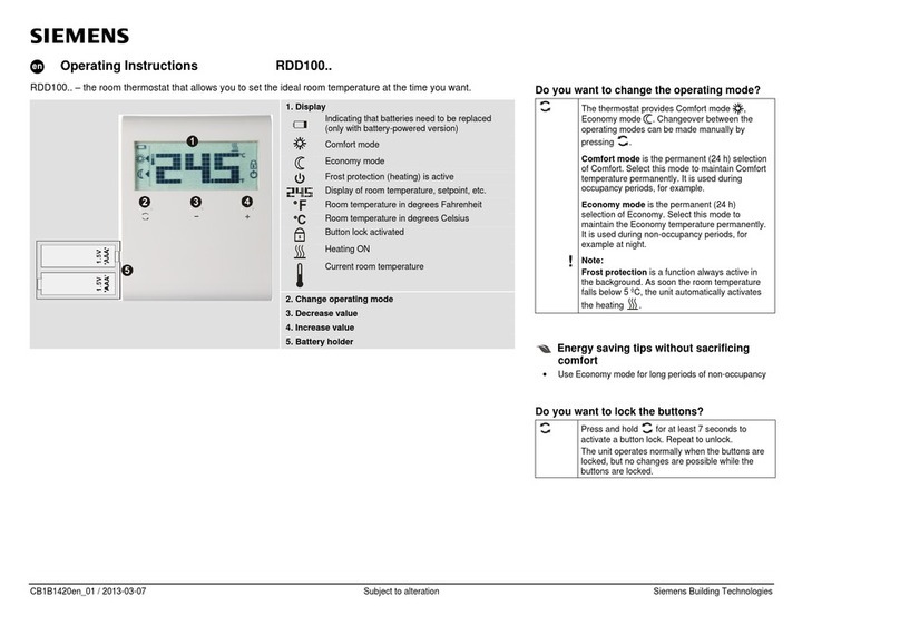 Siemens RDD100 Series operating instructions