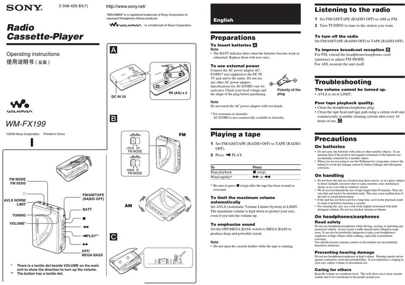 Sony Walkman WM-FX199 User manual Sony Walkman WM-FX199 User manual