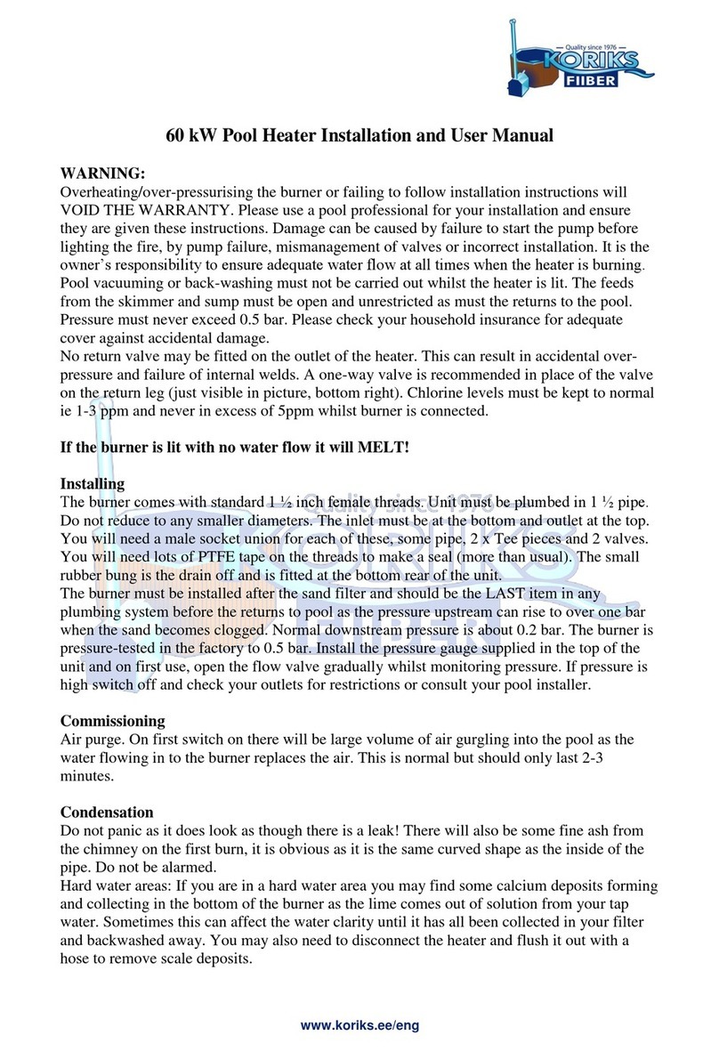 Koriks 60 kW pool heater Installation and user manual