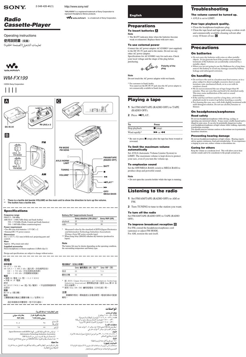 Sony Walkman WM-FX199 User manual
