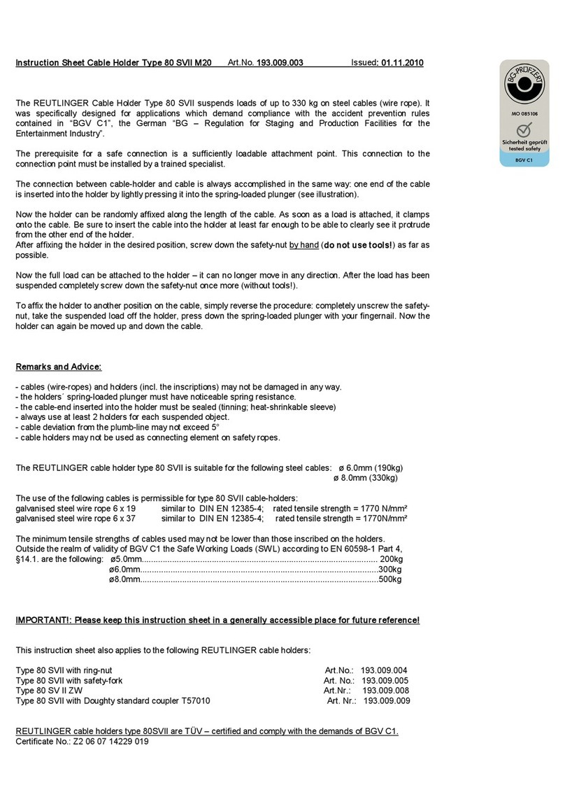 REUTLINGER 80 SVII User manual